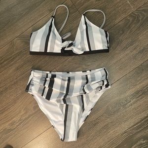 Cupshe High Waisted Striped Bikini